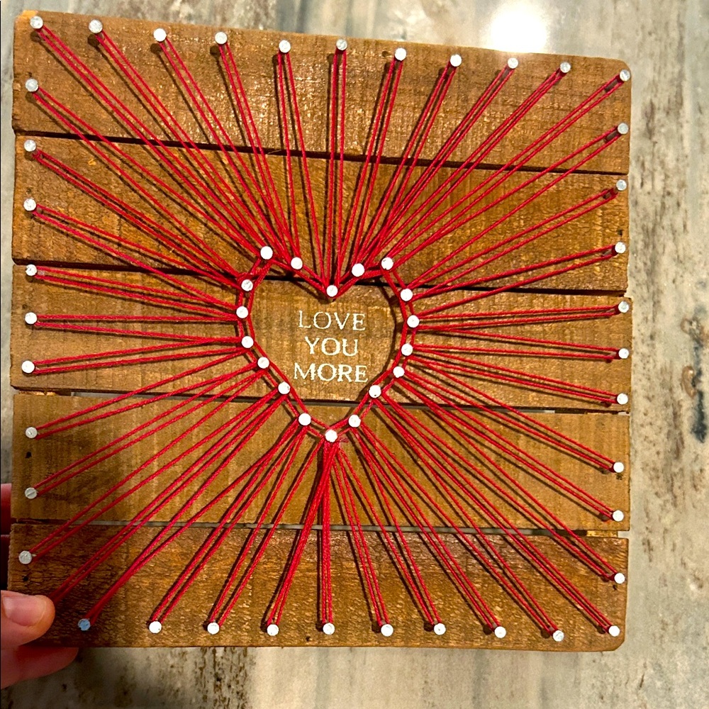 Heart String Art Decor with Red Threads